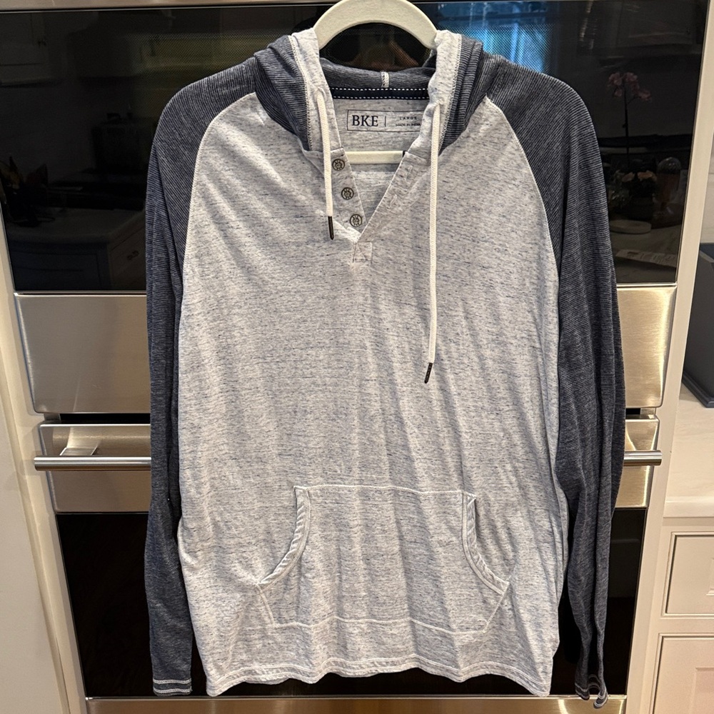 BKE Men's Heathered Gray and Navy Hoodie